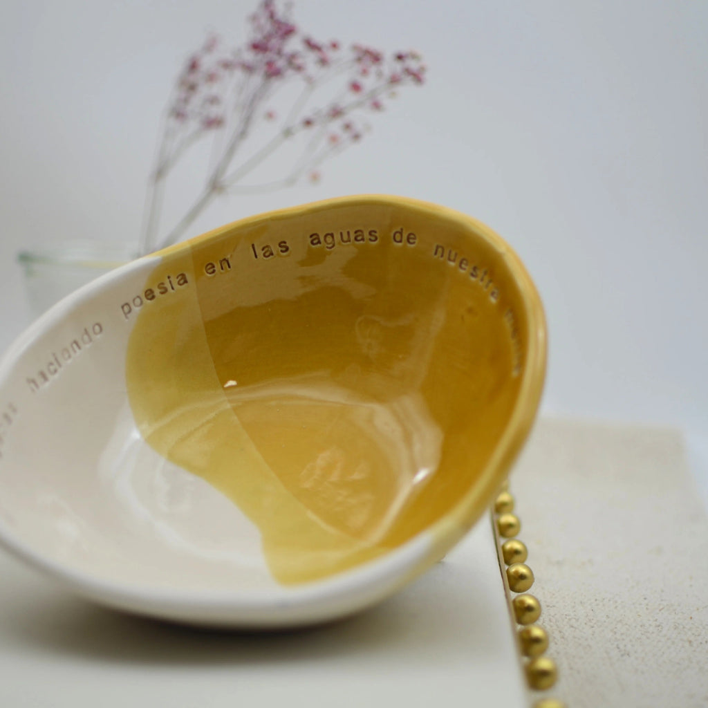 Bowl Maia cerámica artesanal personalizable color rosa y blanco hecho a mano - Maia Artesanía Cerámica