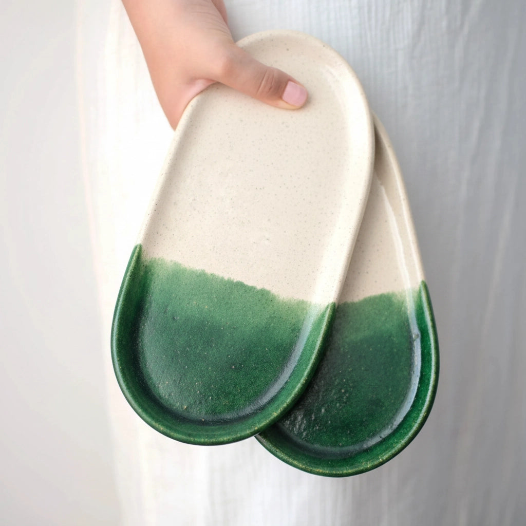plato de ceramica artesanal hecho a mano regalo personalizable verde