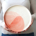 Plato cerámica artesanal Corazón bonito arcilla blanca esmaltado en blanco y rosa hecho a mano 25cm - Ma