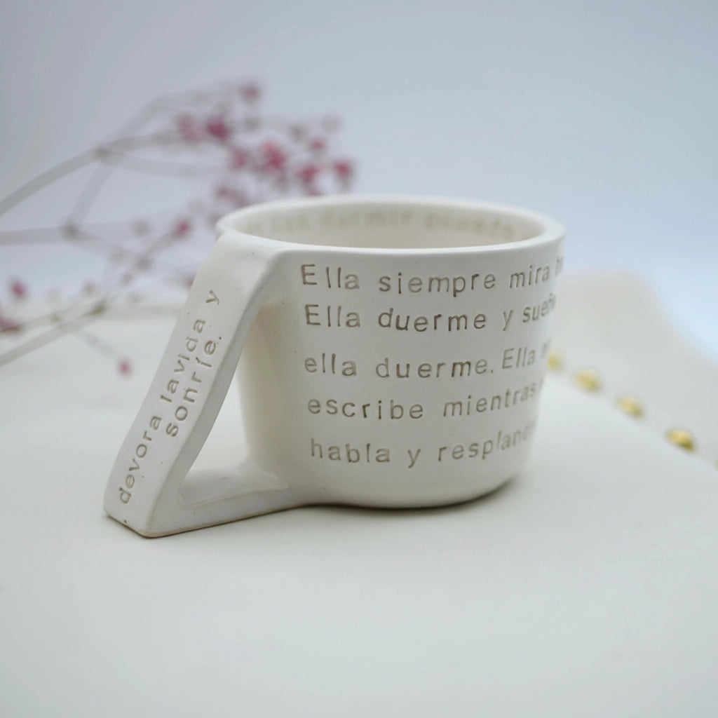 taza ceramica artesanal dedicatoria original personalizado poema blanco 